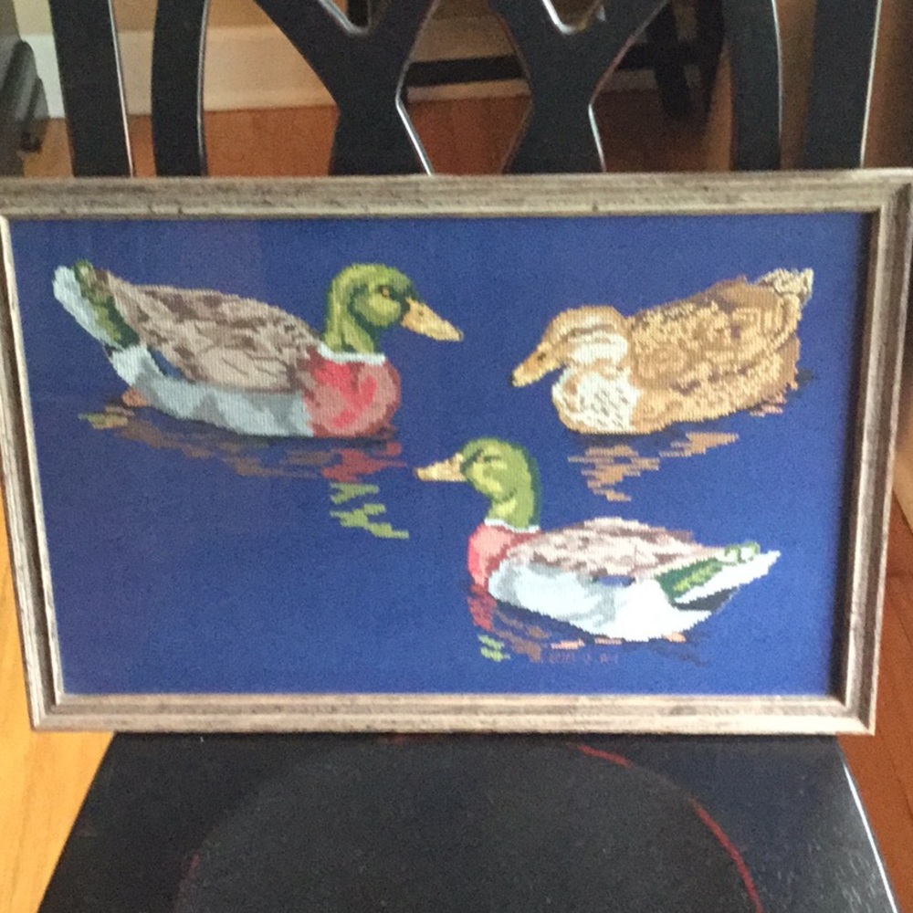 Counted cross stitch Mallard ducks wall art